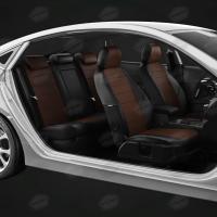 Чехлы на сидения Geely Coolray (2020-2024) черно-шоколадная экокожа Автолидер